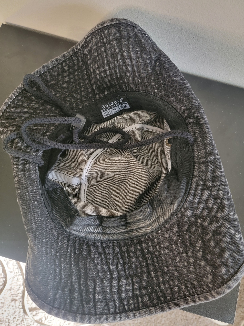 100% Cotton Washed Bucket Hat With String - Picture 3 of 4